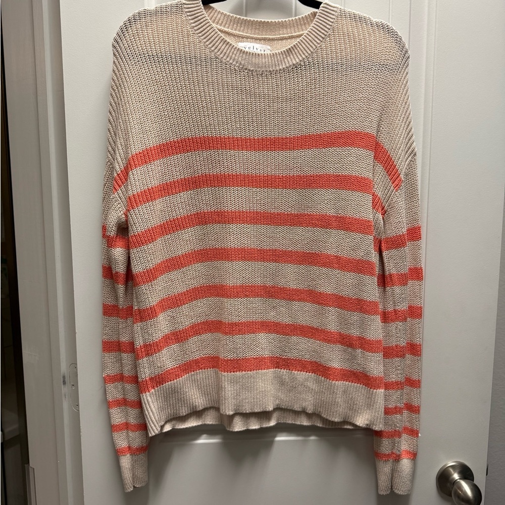 Striped Coral and Cream Sweater